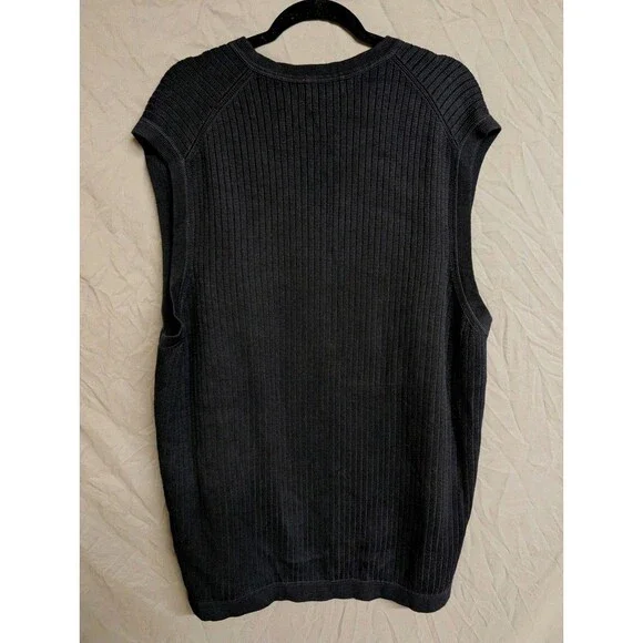 Eddie Bauer Sweater Vest Men’s Size XXL TALL Dark Blue V-Neck Preppy Church - Picture 2 of 10